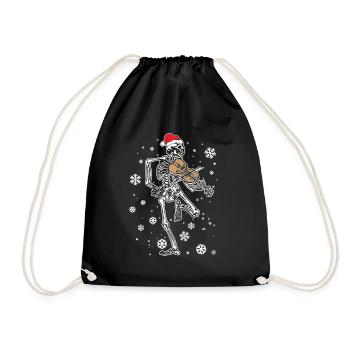 Squelette de violon avec violon chapeau de Noël - Sac de sport léger - noir - Devant