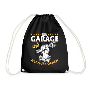 Garage ruft KFZ Mechaniker Oldtimer Bastler Tuning - Turnbeutel - Schwarz - Vorne