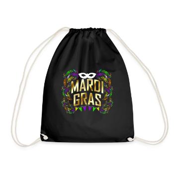 Yellow Golden Logo With Mask, Leaves, Pennant For - Drawstring Bag - black - Front