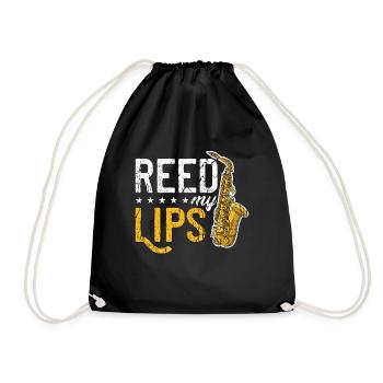 Saxophone Reed My Lips Wind Instrument Saxophonist - Drawstring Bag - black - Front