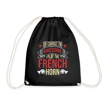 French Horn Of Course I'm Awesome Marching Band - Drawstring Bag - black - Front