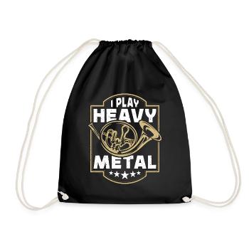 French Horn I Play Heavy Metal Horn Player Hornist - Drawstring Bag - black - Front