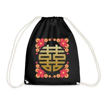 Caractère chinois, bonheur-bonheur - Sac de sport léger - noir - Devant