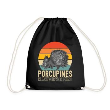 Porc-épic mignon - Sac de sport léger - noir - Devant