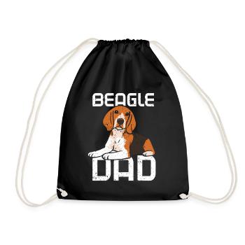Beagle Papa Boy Type Puppy Beagles Dog - Drawstring Bag - black - Front