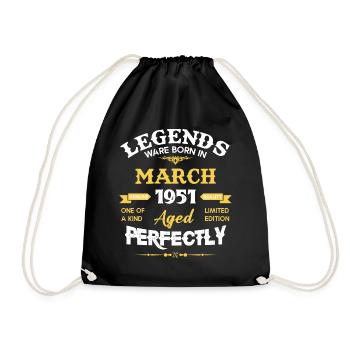 Vintage Aged To Perfection March 1951 - Drawstring Bag - black - Front