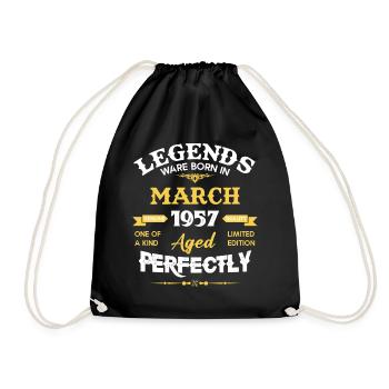 Vintage Aged To Perfection March 1957 - Drawstring Bag - black - Front