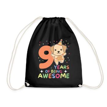 Labrador for 9th birthday children nine years old - Drawstring Bag - black - Front