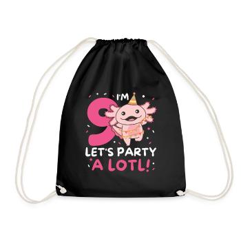 9th birthday Axolotl nine years old sweet Axolotls - Drawstring Bag - black - Front