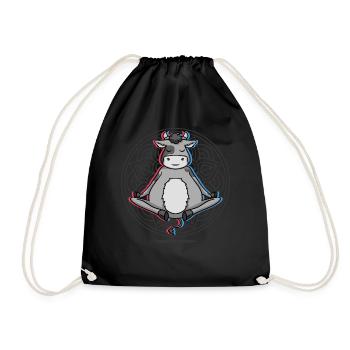 Namaste Cow Mandala Lotus Meditation Cow - Drawstring Bag - black - Front