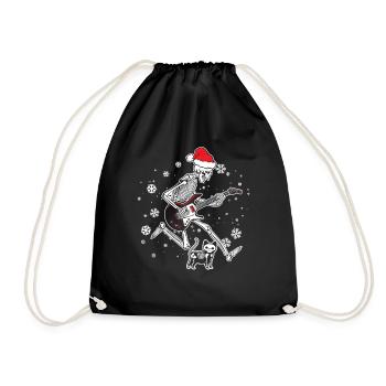 Skeleton Guitar Cat - Drawstring Bag - black - Front