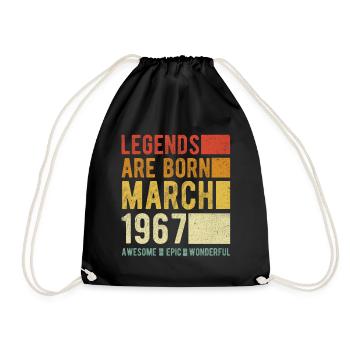 Birthday March 1967 - Drawstring Bag - black - Front