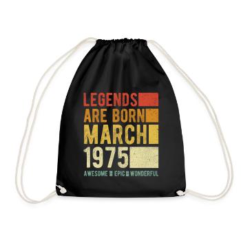 Birthday March 1975 - Drawstring Bag - black - Front