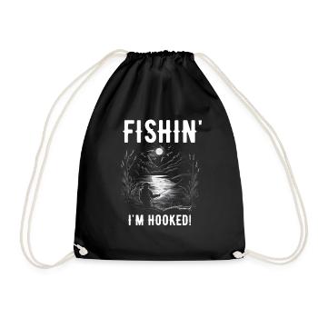 Moonlight Fishin Ich bin süchtig Fischer - Turnbeutel - Schwarz - Vorne