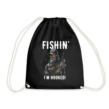 Poisson pêcheur cool Je suis accroché - Sac de sport léger - noir - Devant