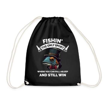 Retro Fishing Funny - Drawstring Bag - black - Front