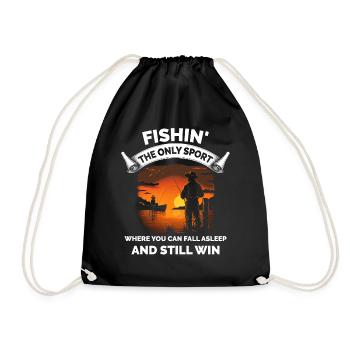 Retro Fishing Funny - Drawstring Bag - black - Front