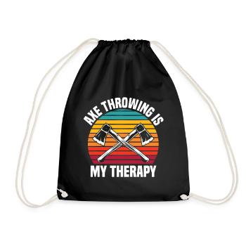 Funny Axe Throwing Is My Therapy - Drawstring Bag - black - Front