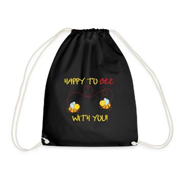 Cute Bumblebees Happy to Bee with you Couples in Love - Drawstring Bag - black - Front