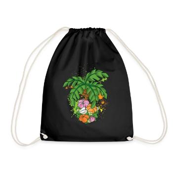 Palm Flowering Plant Summer Outfit Holiday Costume - Drawstring Bag - black - Front