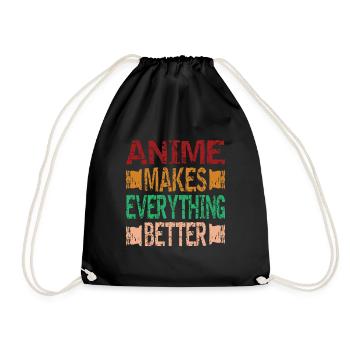 Anime makes everything better Anime Introvert girl - Drawstring Bag - black - Front