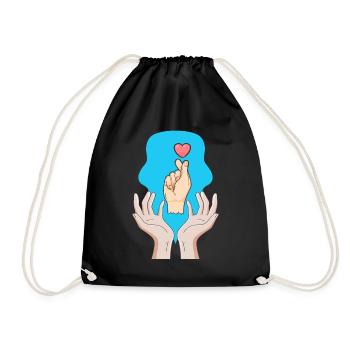 Chemise Corée, Finger Heart Tee, Mode K-Pop pour - Sac de sport léger - noir - Devant