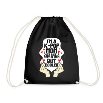 Korea Shirt, I'm A K-Pop Mom Finger Heart Tee, - Turnbeutel - Schwarz - Vorne