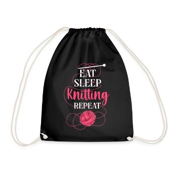 Knitting Knitter Eat Sleep - Turnbeutel - Schwarz - Vorne