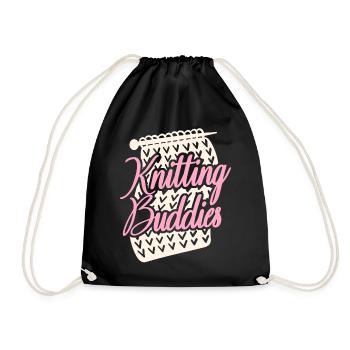 Knitting Knitter Friends Besties - Turnbeutel - Schwarz - Vorne