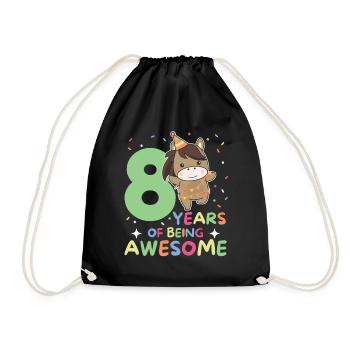 Horse for 8th birthday Children eight years old - Drawstring Bag - black - Front