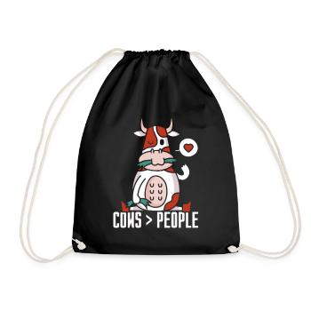 Cows > people Cow Dairy cow Farm Animals - Drawstring Bag - black - Front