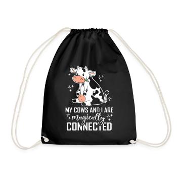 My cows and I are magically connected animals - Drawstring Bag - black - Front