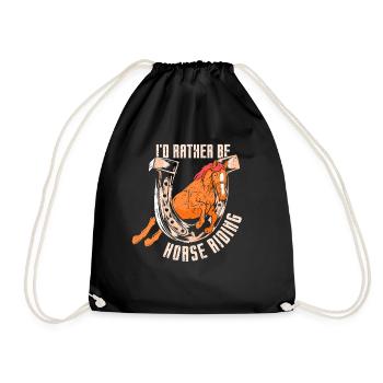 I would rather go horseback riding horse rider - Drawstring Bag - black - Front