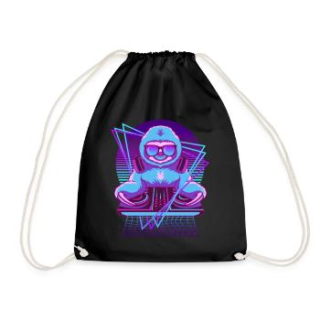 Vaporwave Faultier DJ Pult Faultier - Turnbeutel - Schwarz - Vorne