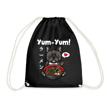 Japon Anime Bulldog Ramen Nouilles Chien Kawaii - Sac de sport léger - noir - Devant