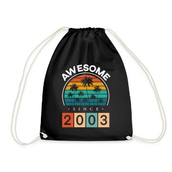 2003 Born 20th birthday 20 years - Drawstring Bag - black - Front