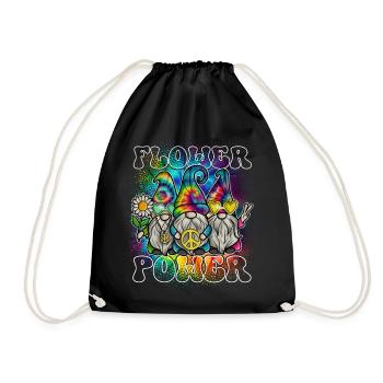Flower Power Gnomes Tie Dye Peace - Turnbeutel - Schwarz - Vorne