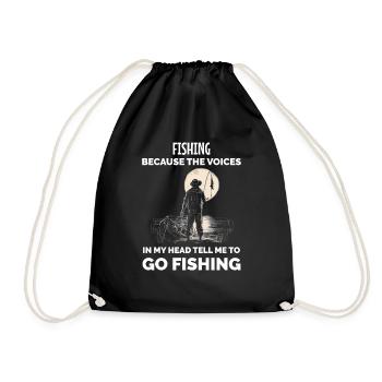Retro Fishing Funny - Drawstring Bag - black - Front