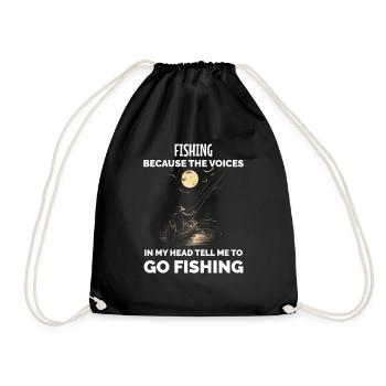 Retro Fishing Funny - Drawstring Bag - black - Front
