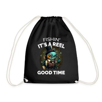 Fishin ist eine gute Zeit - Turnbeutel - Schwarz - Vorne