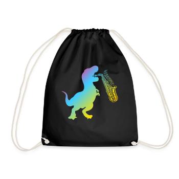 Dino Saxophone Player - Funny Saxophonist Dinosaur - Turnbeutel - Schwarz - Vorne