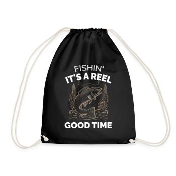 Fishin Its a Reel Good Time - Fishing - Drawstring Bag - black - Front