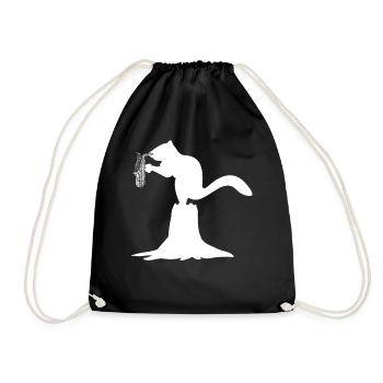 Squirrel Saxophonist Musician Squirrel Saxophone P - Drawstring Bag - black - Front