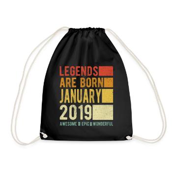 Birthday January 2019 - Drawstring Bag - black - Front