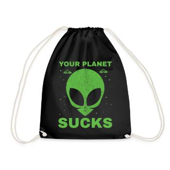 Alien, UFO, UAP, Space, Weltraum Flugobjekt - Turnbeutel - Schwarz - Vorne