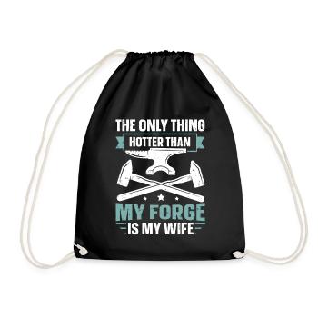 Plus chaud que ma forge est ma femme Anvil Blacksmith - Sac de sport léger - noir - Devant