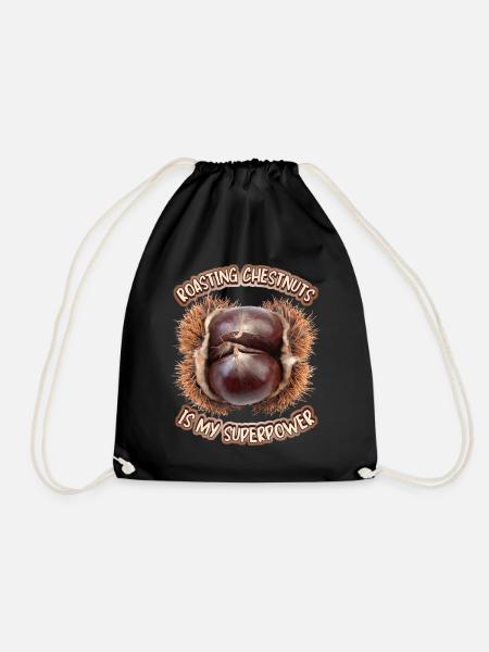Châtaignes, châtaignes grillées, châtaignes, dicton - Sac de sport léger - noir
