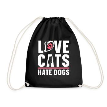 Love Cats Hate Dogs Cat Lovers Pet - Drawstring Bag - black - Front