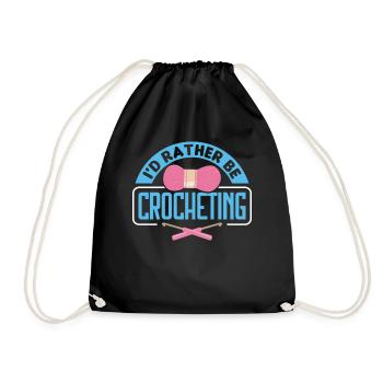 Handmade Crochet Funny Crochet Saying - Drawstring Bag - black - Front
