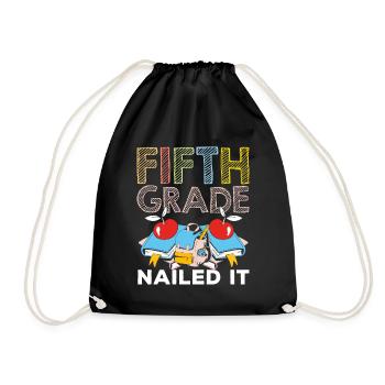 5 Class Completed School Fifth Grader Fifth - Drawstring Bag - black - Front